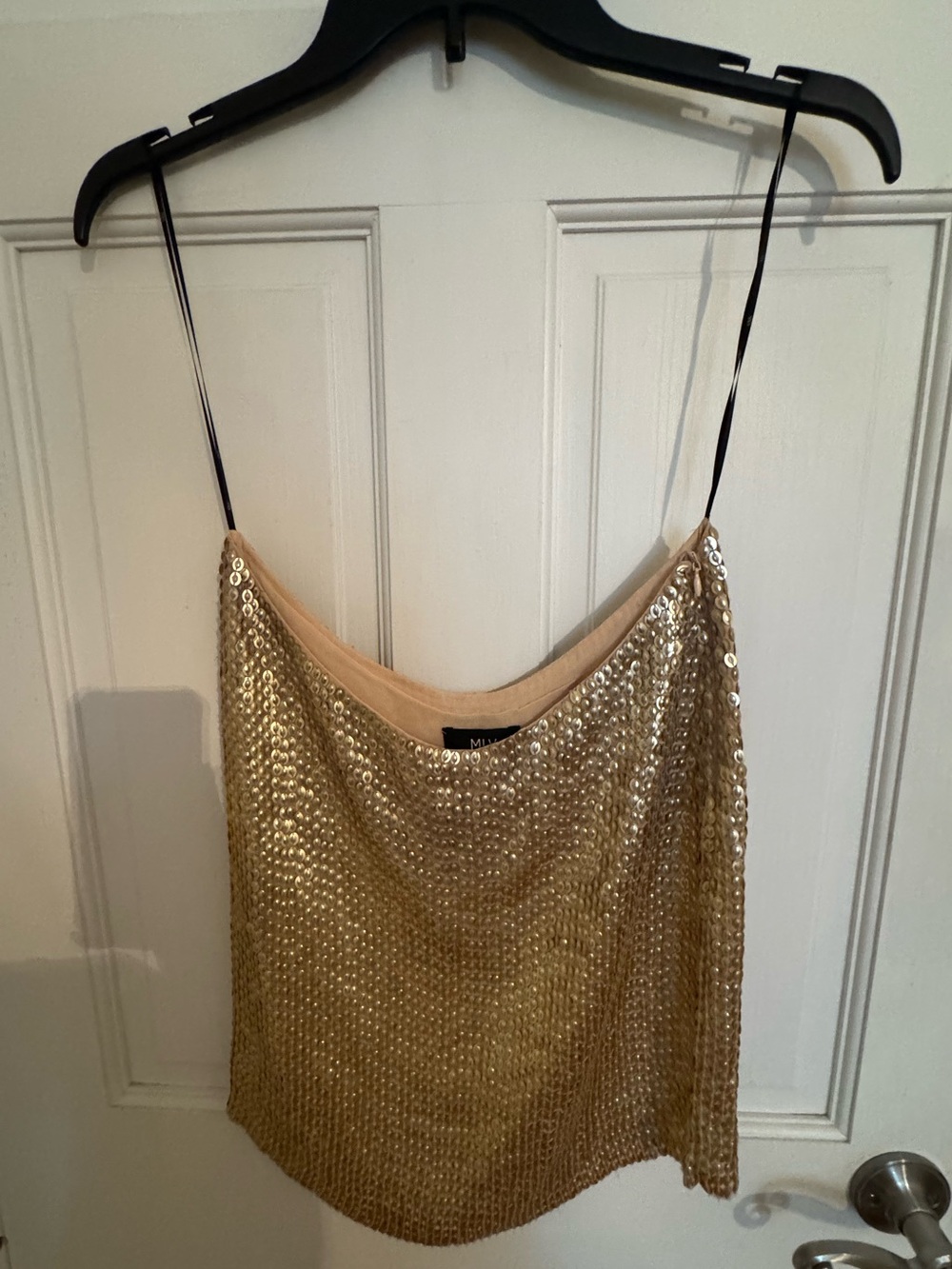 MLV Gold Sequin Cowl mini skirt